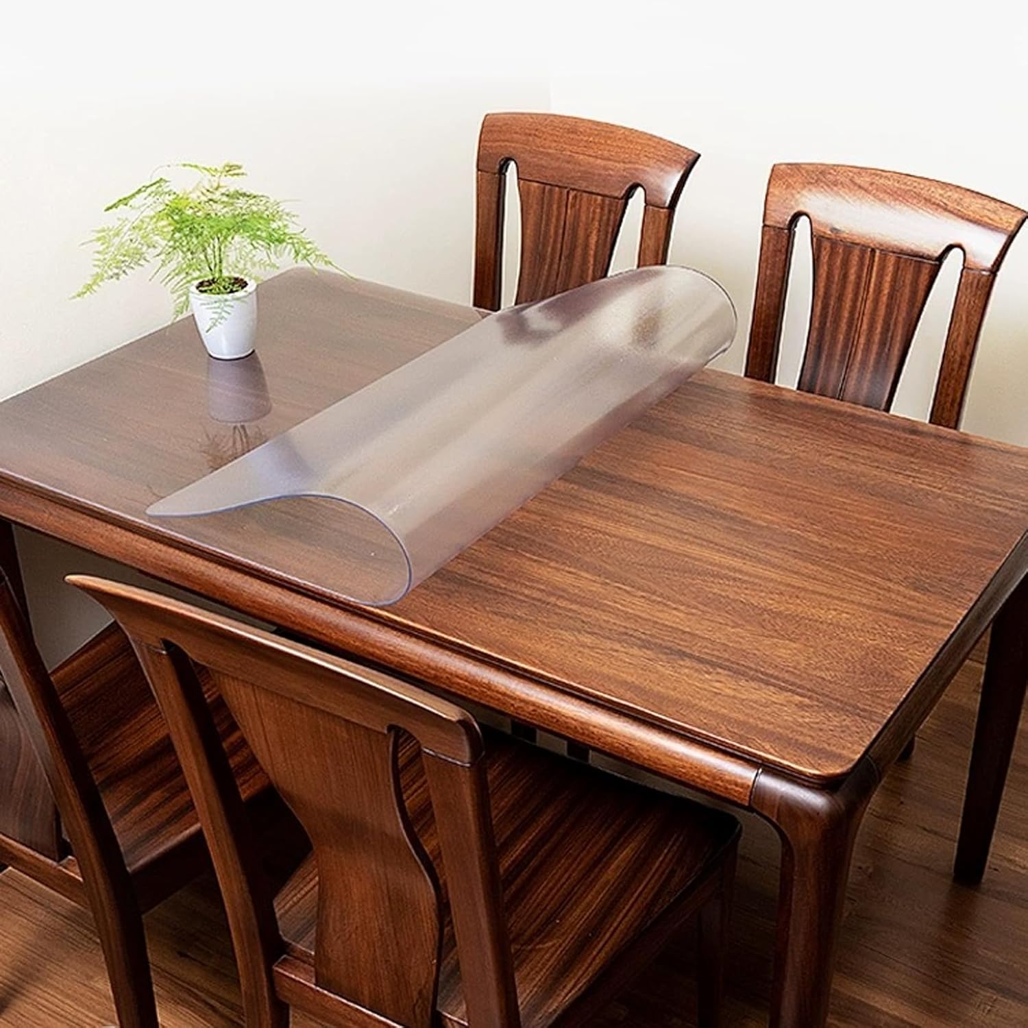 Geovne Transparent Tablecloth Protector,100% Waterproof Plastic Tablecloth,Frosted Table Cover,PVC Table Protector,Desk Pad Mat,Table Mat,for Furniture Topper Dresser,0.7mm Thick (60x150cm/24x59in)