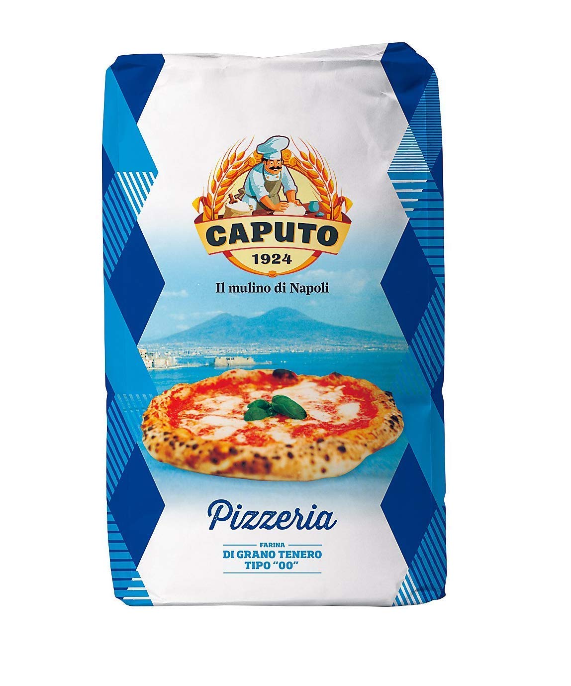 Spicy World Antimo Caputo Blue Pizzeria Flour 55 LB Blue Bulk Bag - Italian Double Zero 00 - All Natural Wheat for Authentic Pizza Dough, Bread, & Pasta