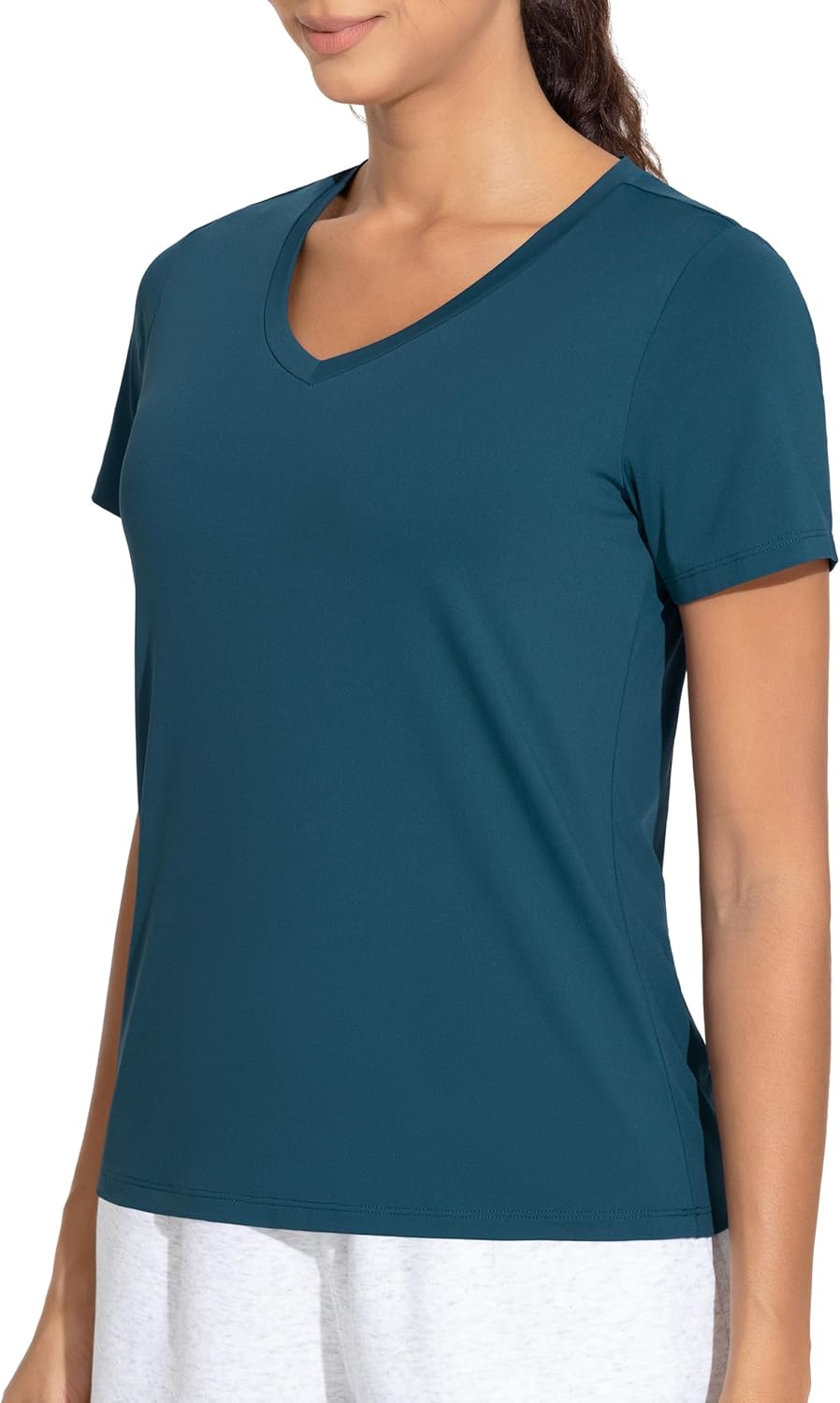 THE GYM PEOPLE Women's V-Neck Workout Shirts Short Sleeve Breathable Basic Yoga Athletic T-Shirts