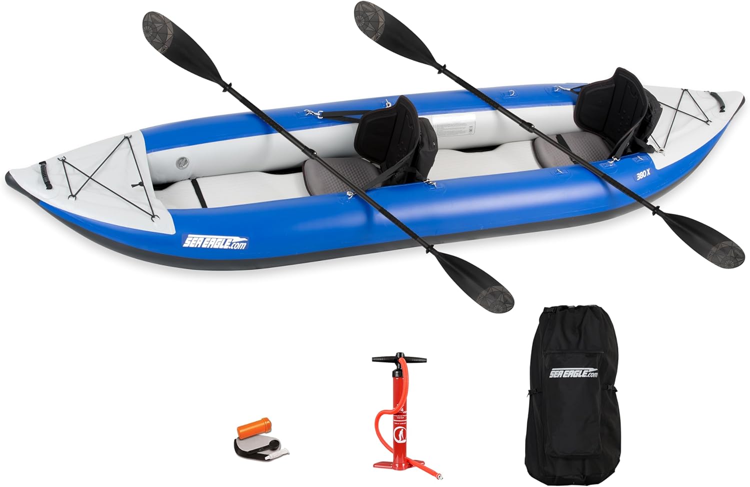 Sea Eagle 380X 12'6" Explorer Inflatable Kayak- Fishing, Touring, Camping, Exploring &White Watering-Self Bailing, Removable Skeg, Drop Stitch Floor