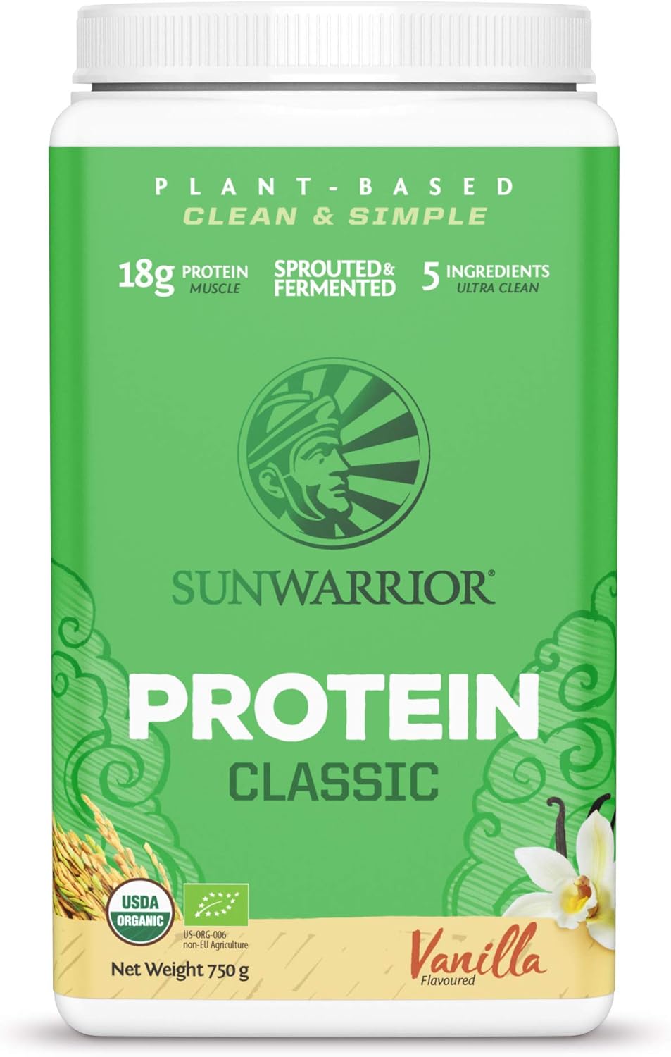 Sunwarrior Classic Plant-Based Vanilla Protein Powder, 750 g