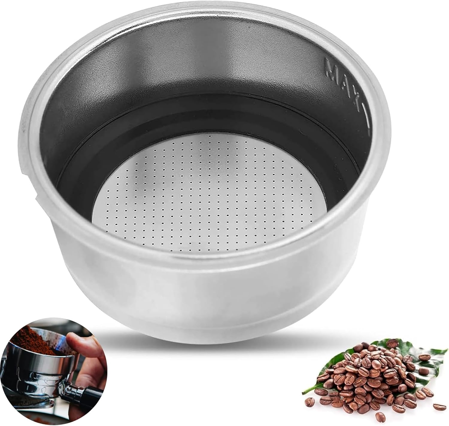 51mm Coffee Portafilter Basket, 2 Cups Stainless Steel Pressurized Coffee Filter Basket, Bottomless Portafilter Espresso Machines Accessories for High Pressure Coffee Machine
