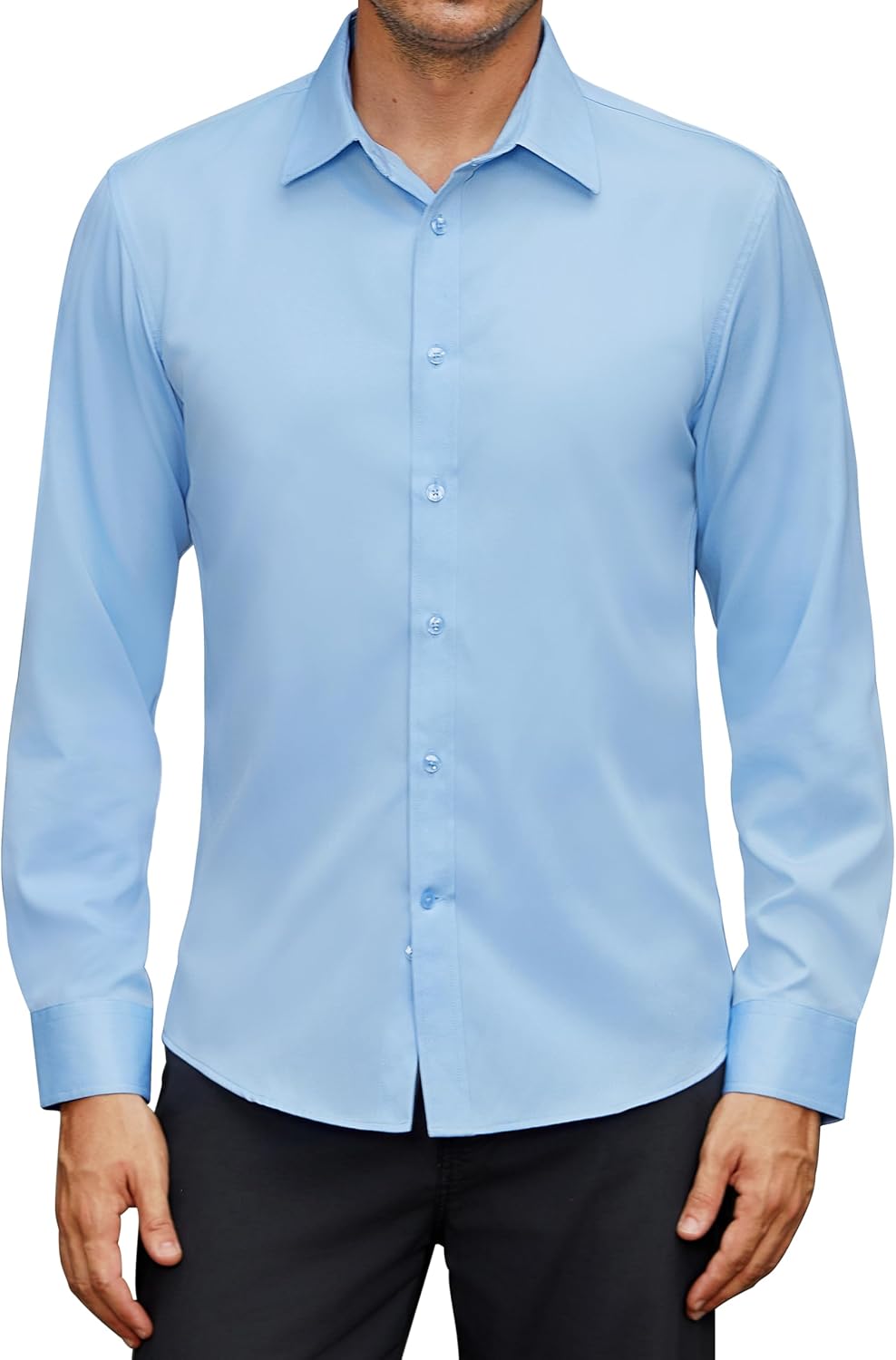 siliteelon Men's Shirt Wrinkle Free Dress Shirt for Men Regular Fit Business Formal Shirt Cotton Men's Long Sleeve Work Office Wedding