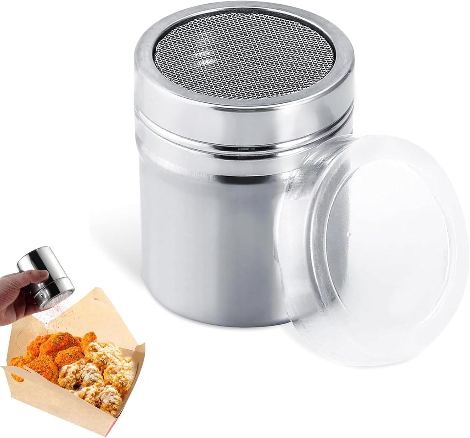 Icing Sugar Shaker,Chocolate Shaker for Cappuccino Seasoning Chocolate Powder Shakers Sugar Spice Shaker Sifter Stainles Steel Salt Coffee Dispenser Duster Cinnamon Flour Shaker for Baking for Kitchen