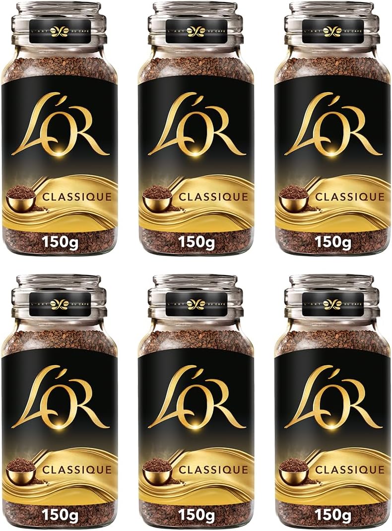 L'OR Classique Instant Coffee 150g (Pack of 6 Jars, Total of 900g) (Packing may Vary).