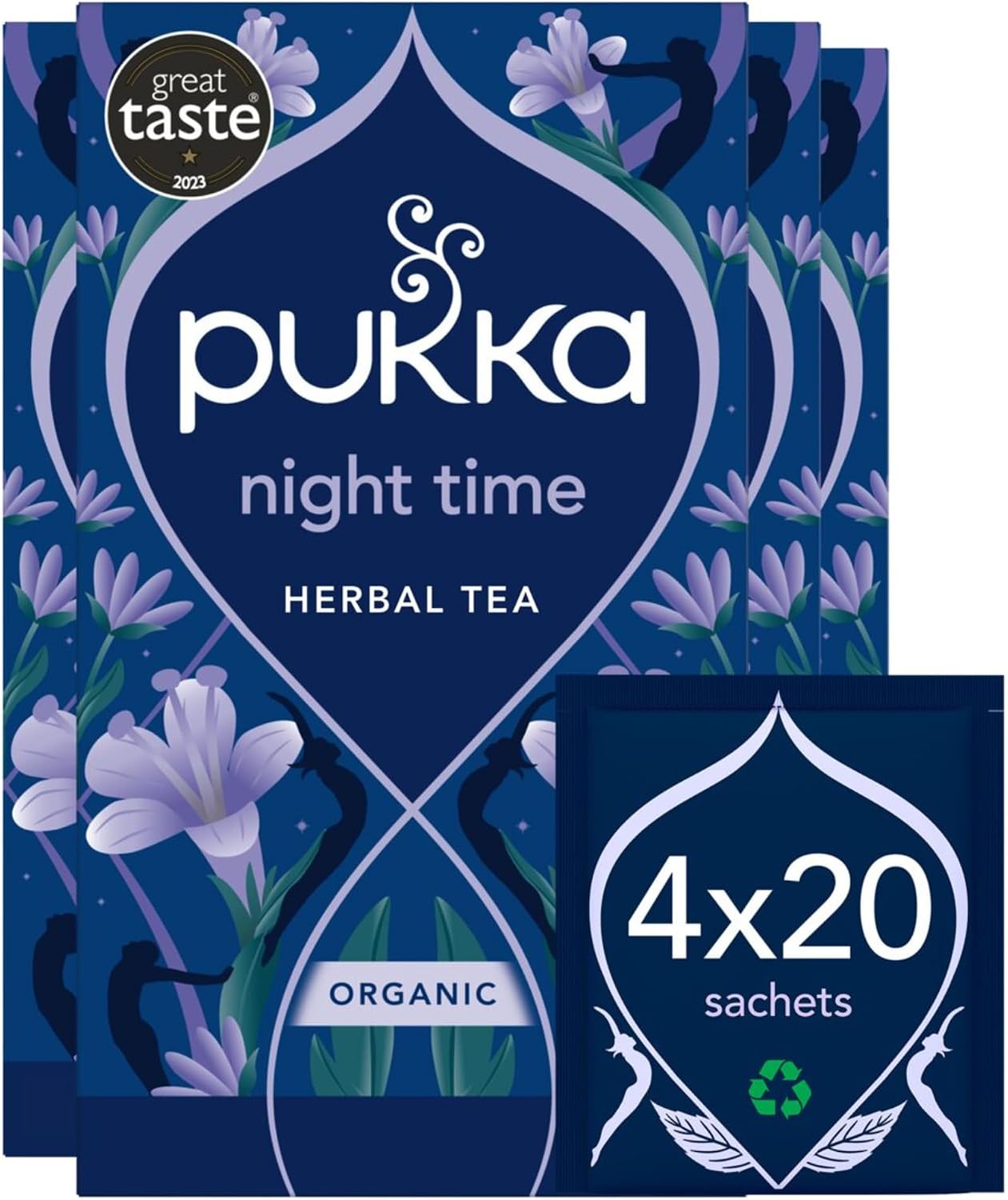 Pukka Herbs Night Time Herbal Sleep Tea, 80 Teabags, Camomile & Lavender