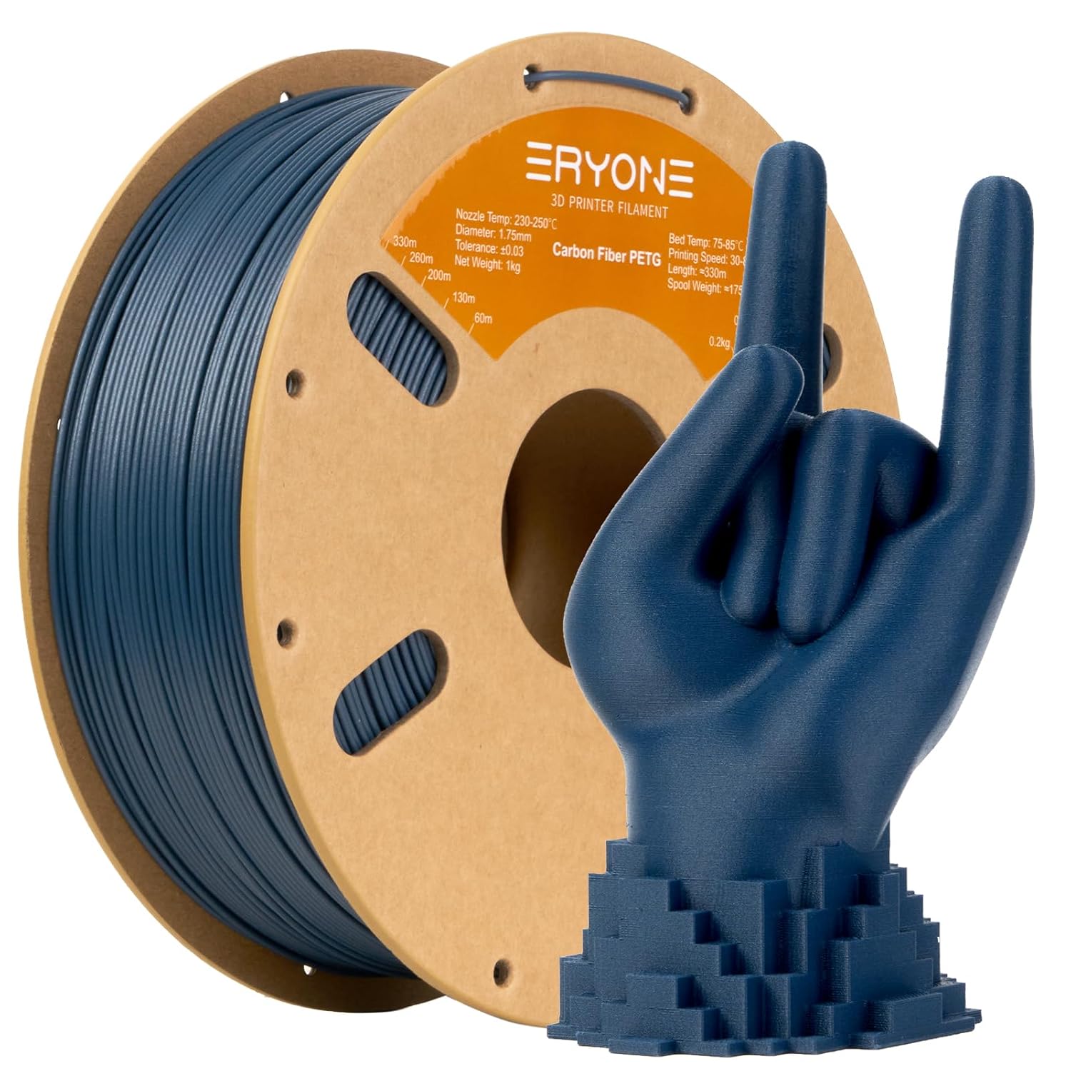 ERYONE PETG Carbon Fiber Filament 1.75mm +/- 0.03mm, PETG CF 3D Printer Filament, 1kg Spool (2.2LBS) Blue