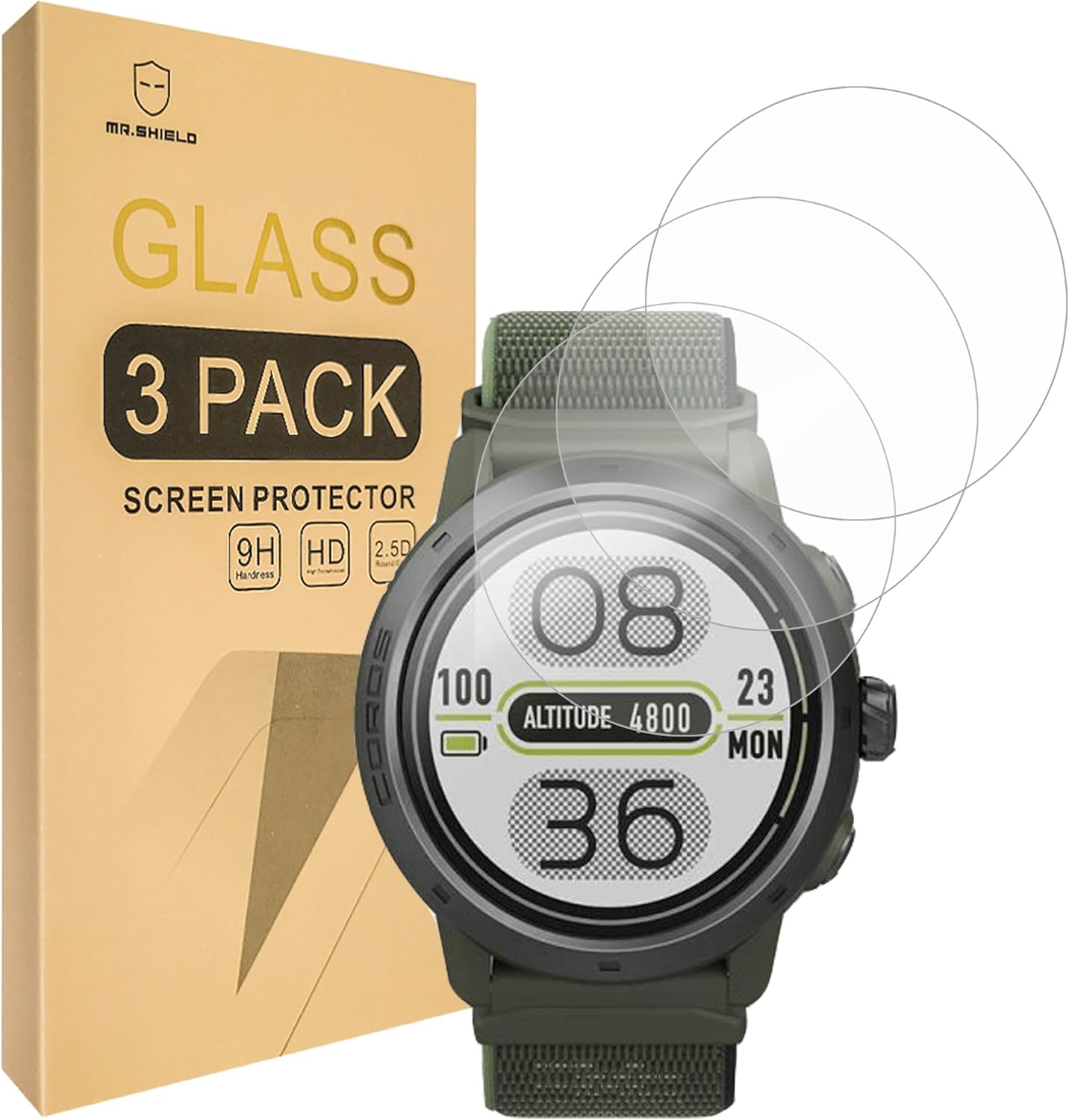 Mr.Shield Screen Protector compatible with COROS APEX 2 Pro [Tempered Glass] [3-PACK] [Japan Glass with 9H Hardness]