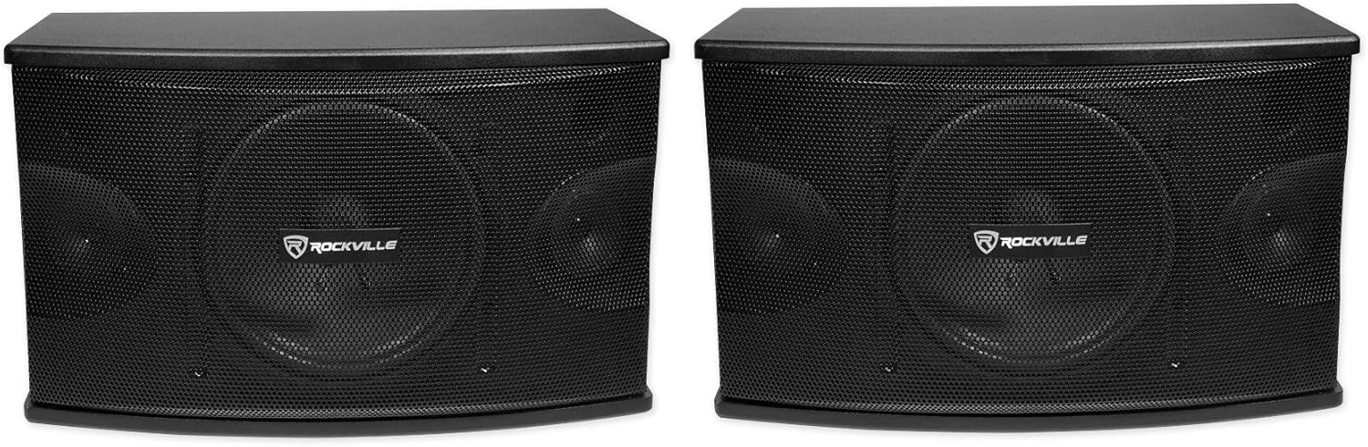 Rockville Pair KPS10 1200W 3-Way 10" Karaoke Speakers, 8 Ohm, MDF Enclosure, Wall Brackets, PTC Protection, for Karaoke and Home Audio