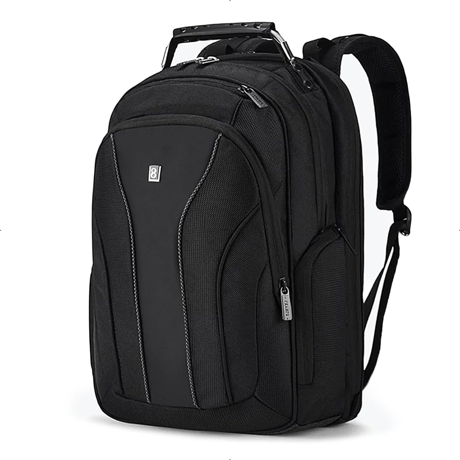 LEVEL8 Laptop Backpack, Work Backpack for Men Women, Travel Computer Bag for Business Fits 15.6" Laptop and Notebook - Black