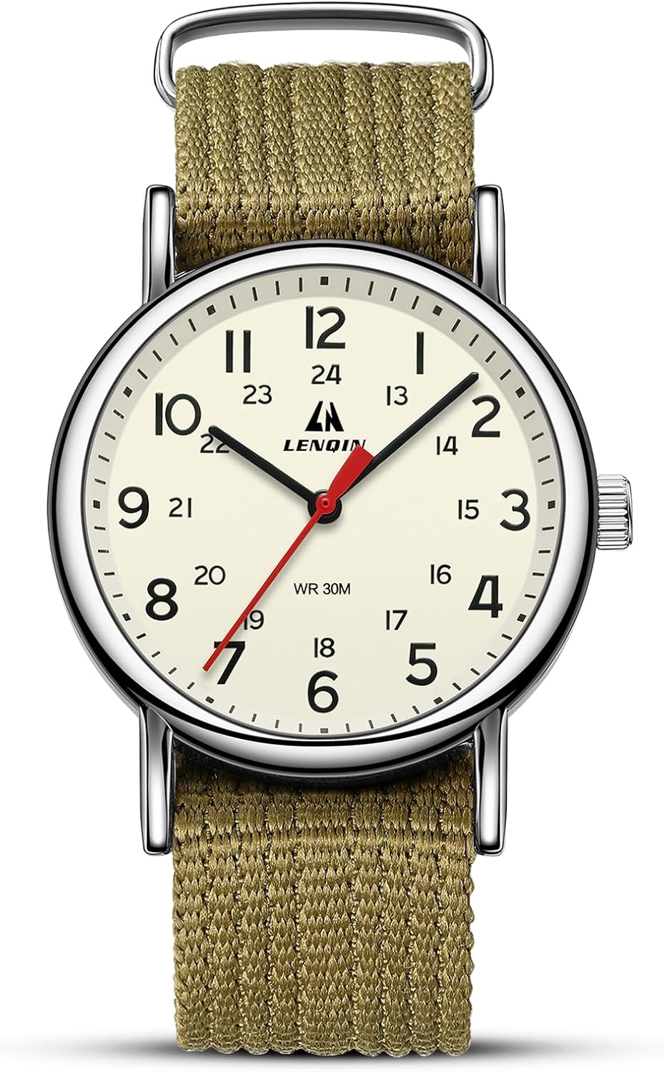 LN LENQIN Mens Watches Military Watch Analog Quartz Watches for Men Army Tactical Sports Field Watch Easy Reader 38 mm Waterproof Men's Wrist Watches with Nylon Band