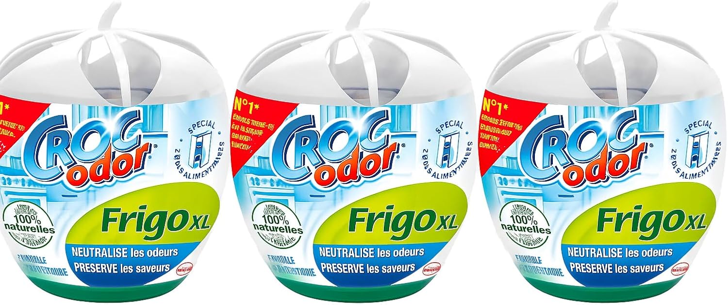 Croc Odor Fridge Deodoriser XL 140g Pack of 3 | Fridge Freshener for Odour Removal | Neutralises Strong Fridge Smells | Long-Lasting Freshness | Food Safe Fridge Odour Absorber for Clean Storage