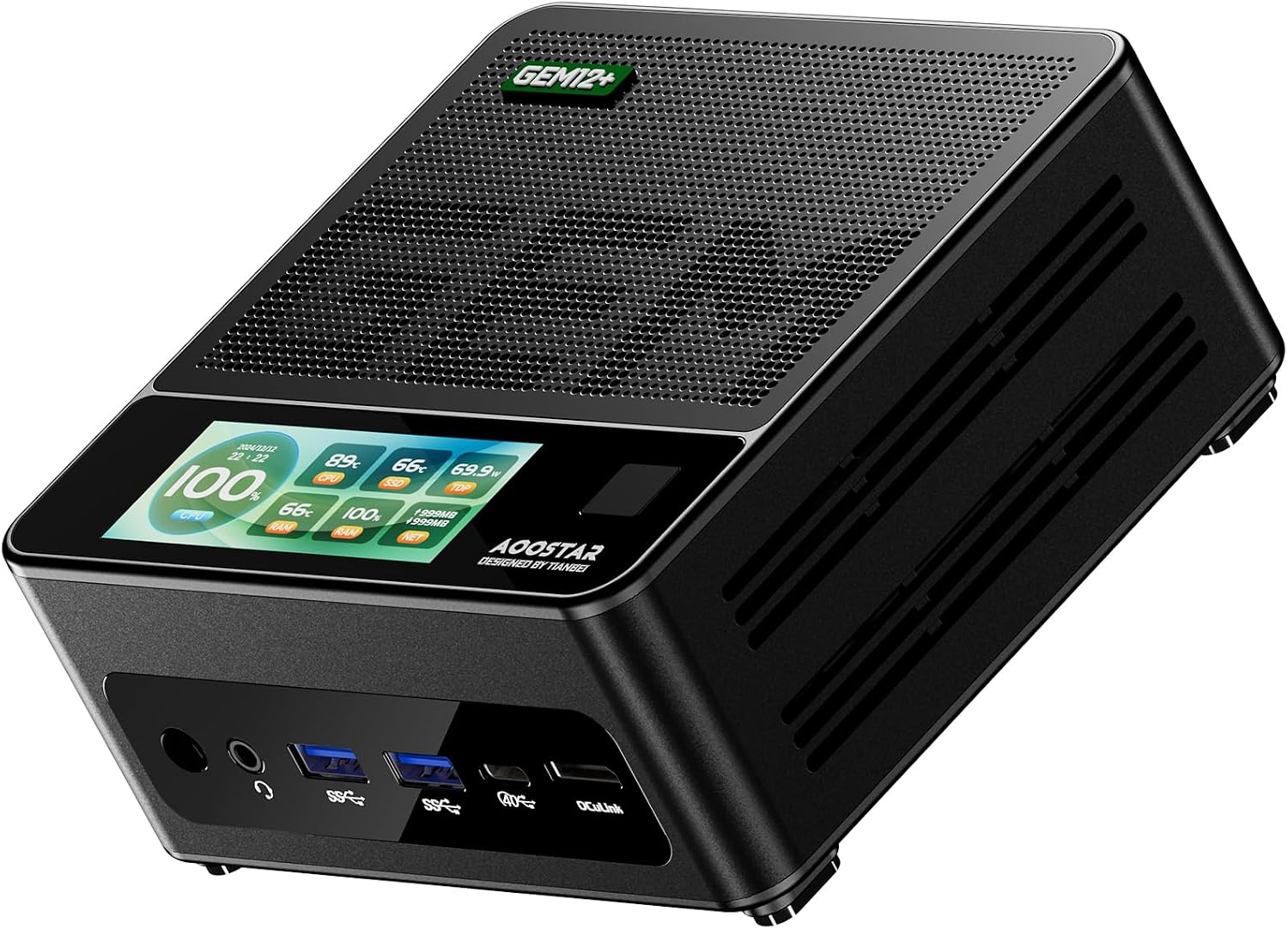 AOOSTAR GEM12 + PRO AMD R7 PRO 8845HS Mini PC, Without RAM/SSD/OS Mini Gaming PC with OCULINK, Radeon 780M Graphics, Supports Fingerprint Unlock, Mini Desktop Computer for Home Office Gaming