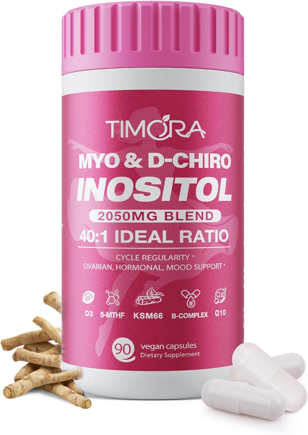 TIMORA Premium 10-in-1 Myo & D-Chiro Inositol Supplement for Women, Fertility Supplements for Hormonal Balance & Ovarian Health Support, Plus Folate and Vitamin D - Ideal 40:1 Ratio