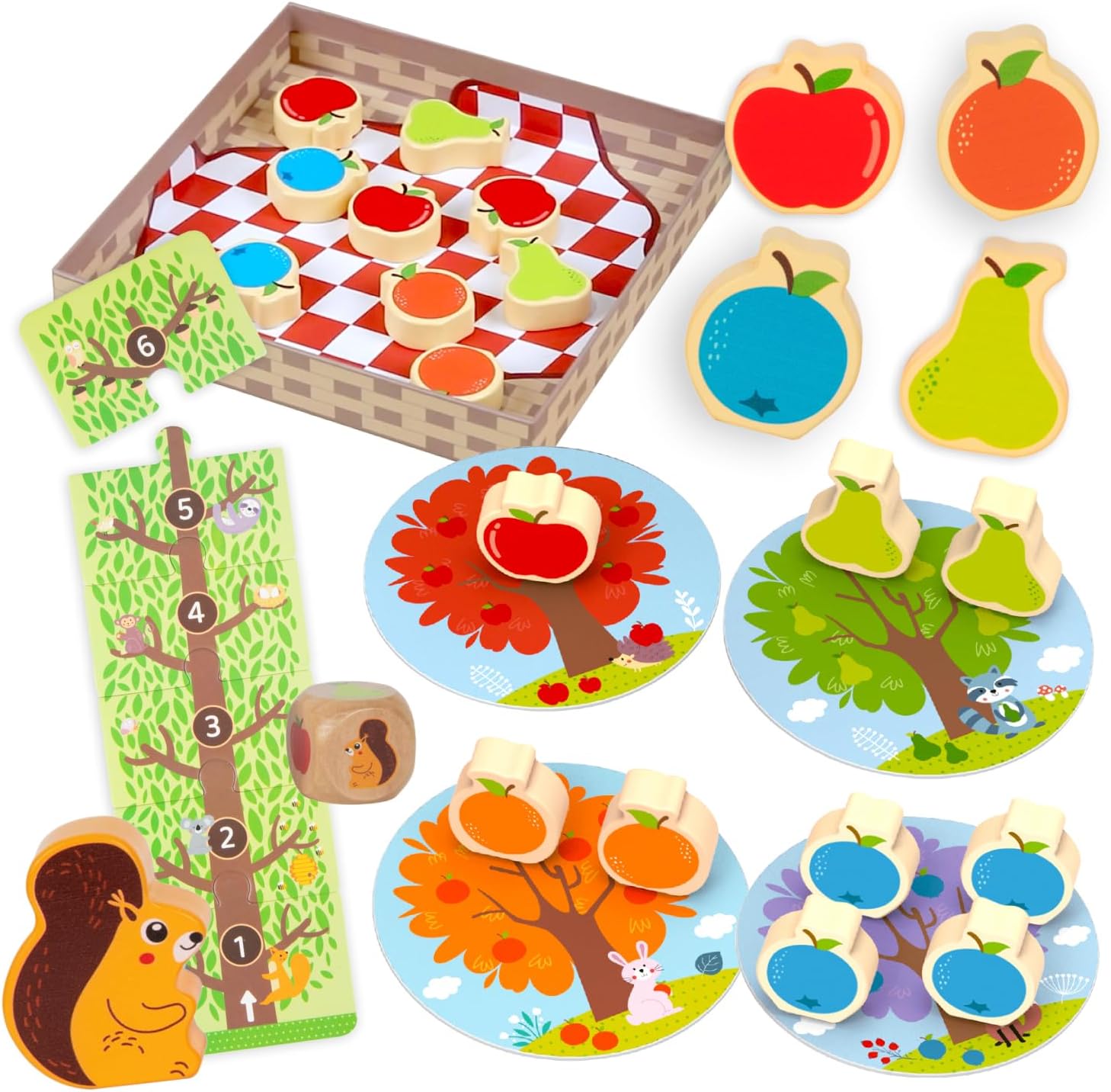 Nene Toys Squirrel in The Orchard - Cooperative Game for Kids 2+ Years - Educational Board Game for Toddlers 2 3 Year Olds - Family Fun That Enhance Color Recognition & Counting Skills