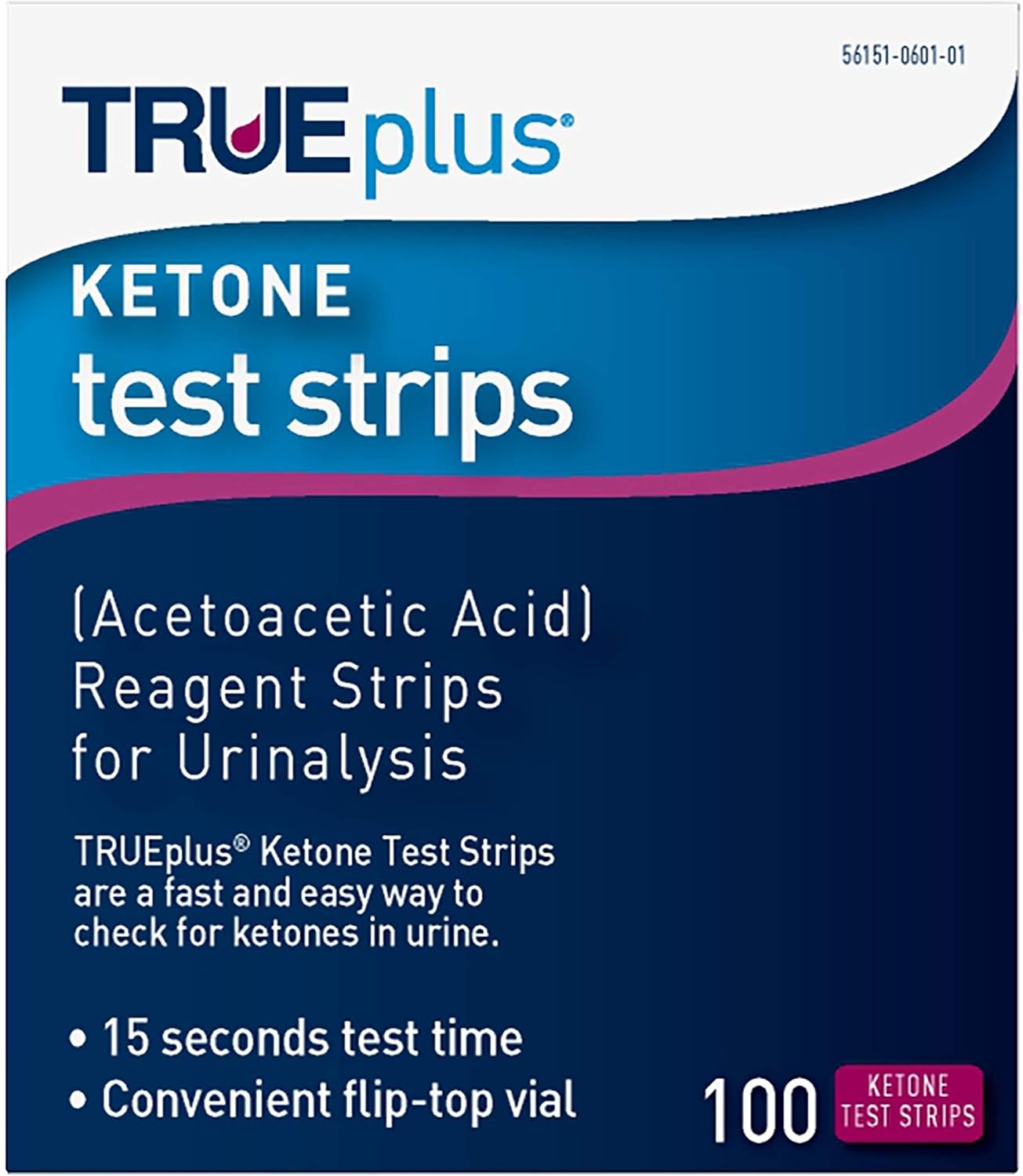 TRUEplus® Ketone Test Strips – Ideal for Low-carb dieters– Made in USA–Urinalysis Test Sticks (100)