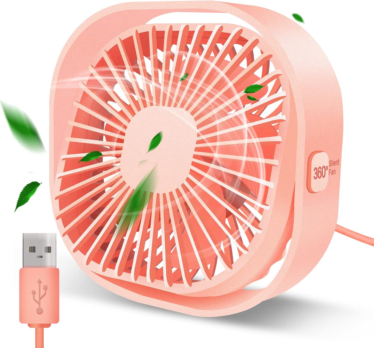Desk Fan Portable Personal Table Small Desktop Cooling 3 Speeds Quiet Mini With Cable Powered by USB 360° Rotation Micro Fan for Home Office Bedroom Car Outdoor Camping Travel (USB Desk Fan-fen)