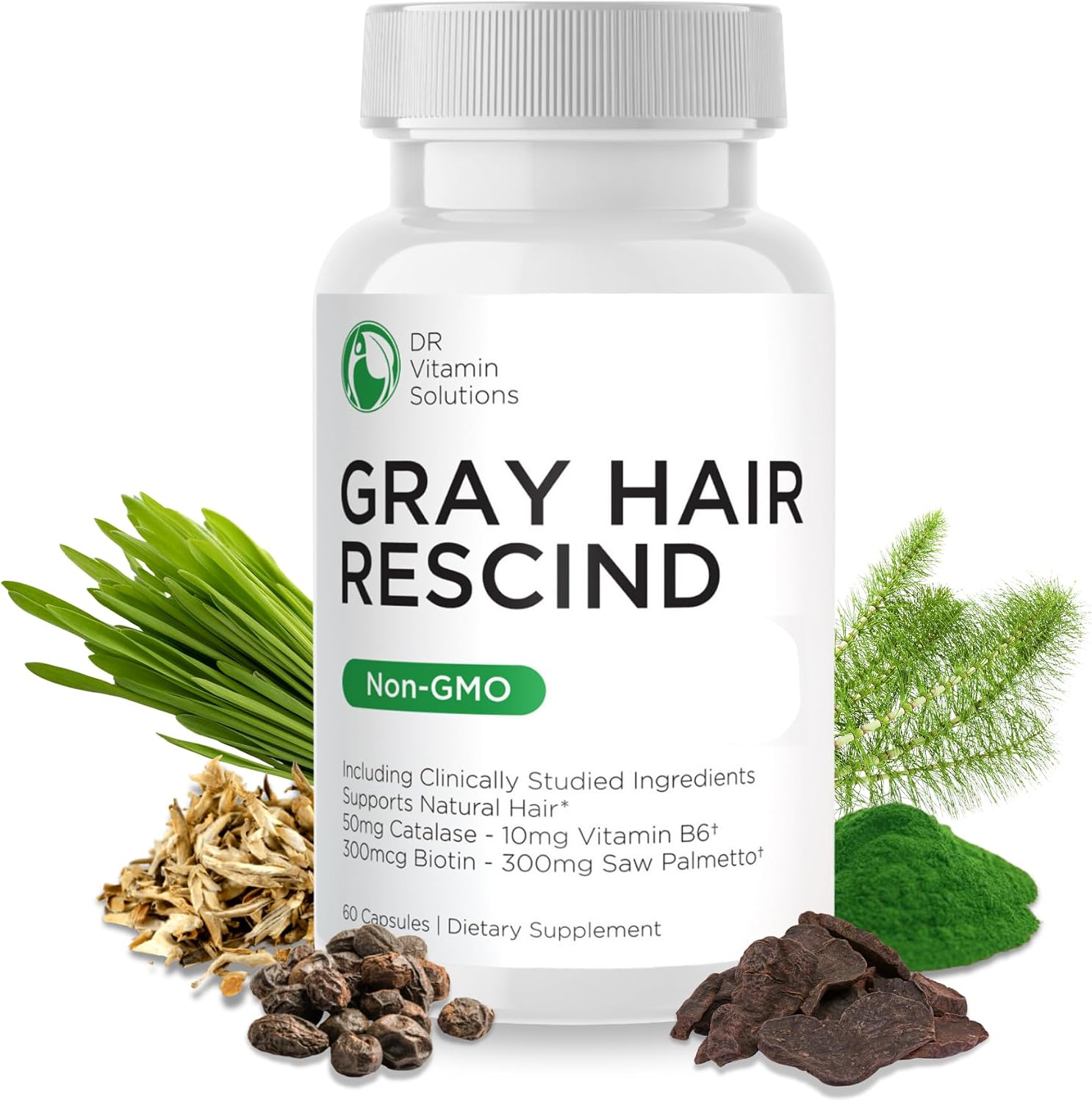 Gray Hair Rescind with Catalase, Anti-Gray Hair Supplement, 60 Caps
