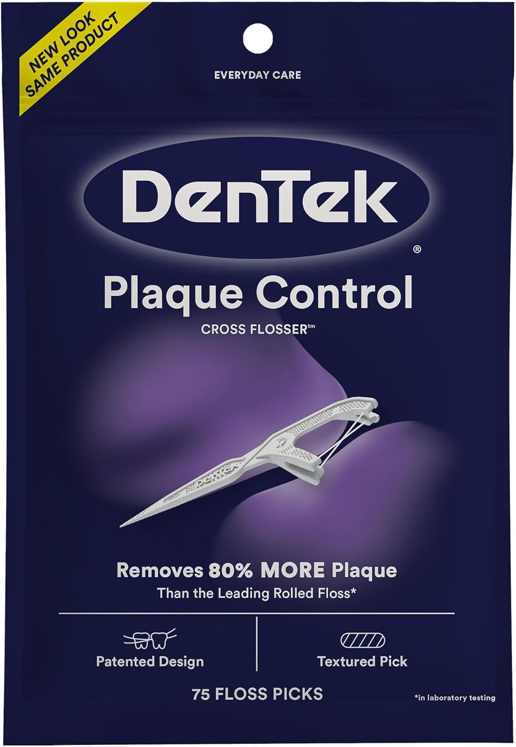 DenTek Cross Flosser Plaque Control Floss Picks, X-Shaped Floss, 75 count
