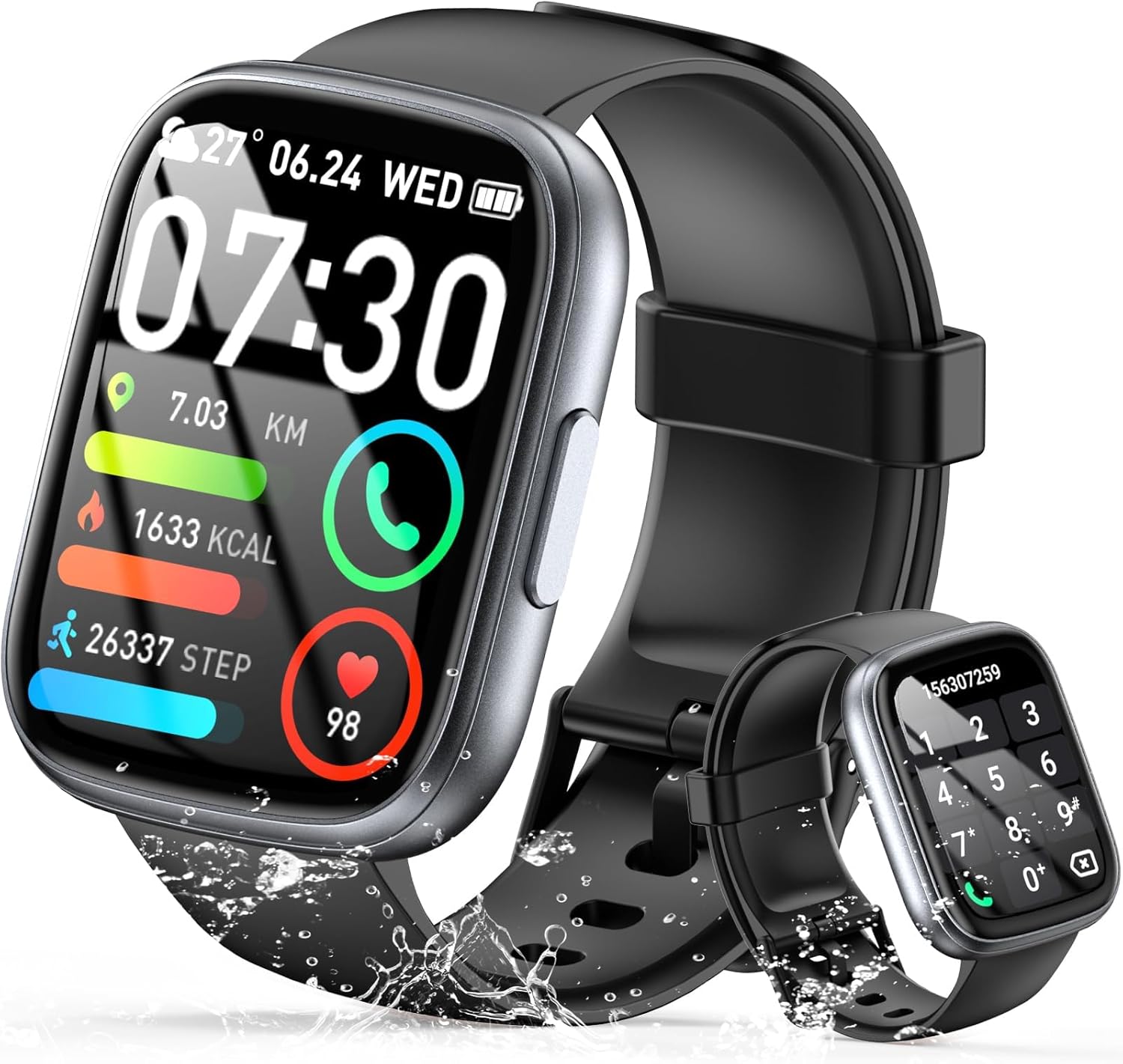 Smart Watch for Men Women, 1.95" Bluetooth 5.3 Calling Touch Fitness Watch with Heart Rate/Sleep/Step Counter, New Smartwatch with 110+ Sports Modes, IP68 Waterproof Activity Tracker for Android iOS