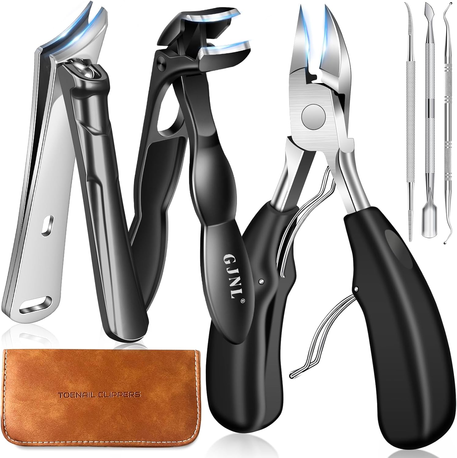 Nail Clippers for Men Thick Nails - 16mm Sharp Wide Jaw Opening Toenail Clippers for Seniors Thick Nails Cutter, Black Extra Large Heavy Duty Toe Nail Clippers