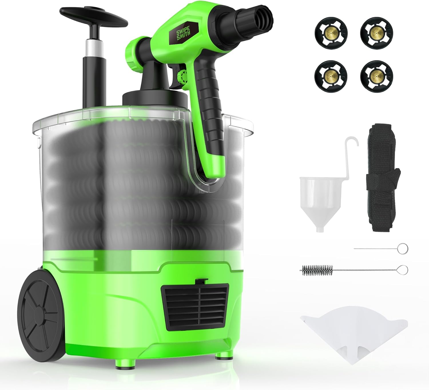 HVLP Electric Paint Sprayer with Hose Storage Bucket, SWIPESMITH 950W Paint Sprayer Gun with 800 ML & 4 Copper Nozzles for House Interior and Exterior, Furniture, Fence, Walls, DIY Works, Ceiling
