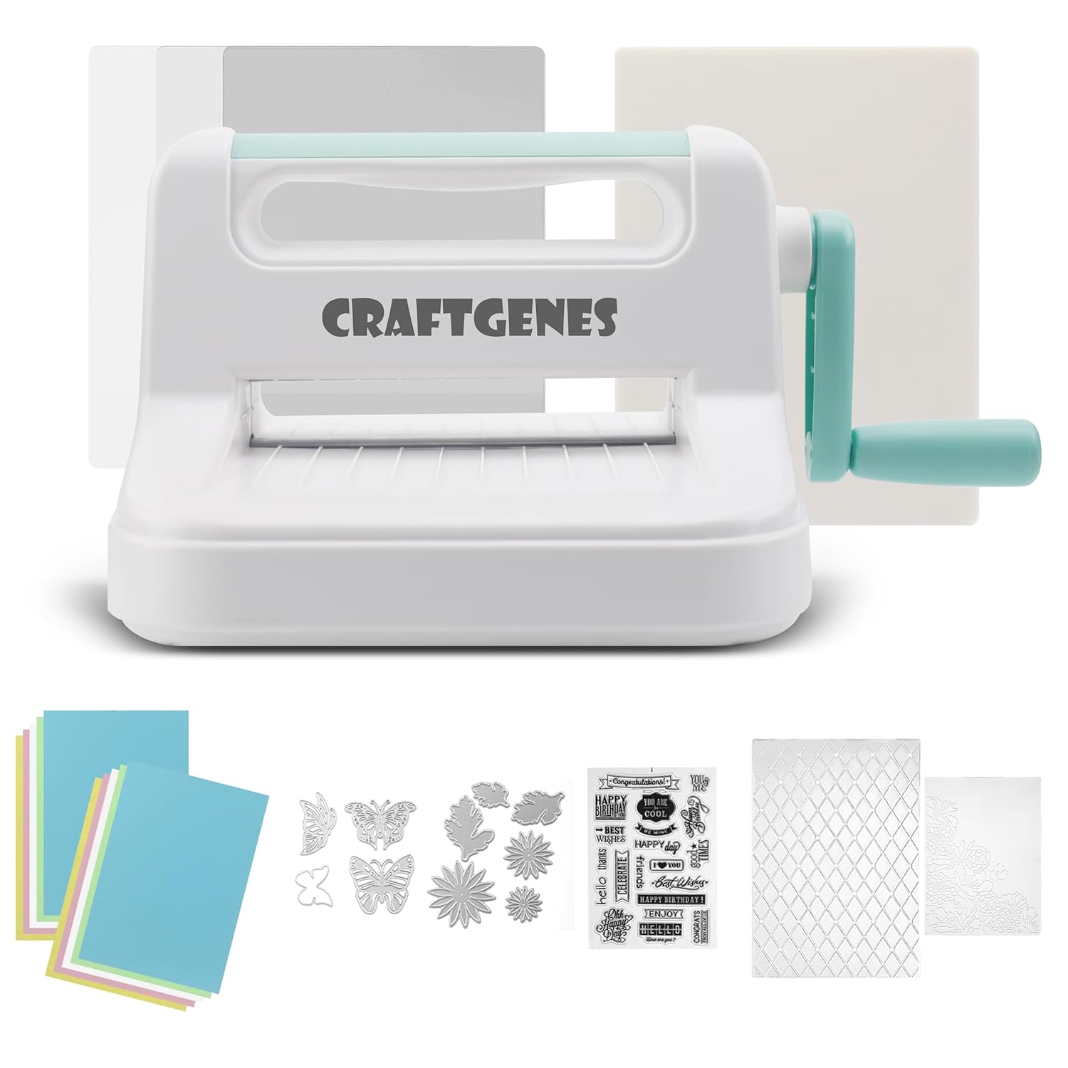 Manual Die Cutting Machine and Embossing Machine – 6'' Opening Size for Cardmaking, Scrapbooking, and DIY Crafts – Complete Set with A5 Die Cuts, Embossing Folders, and Plates