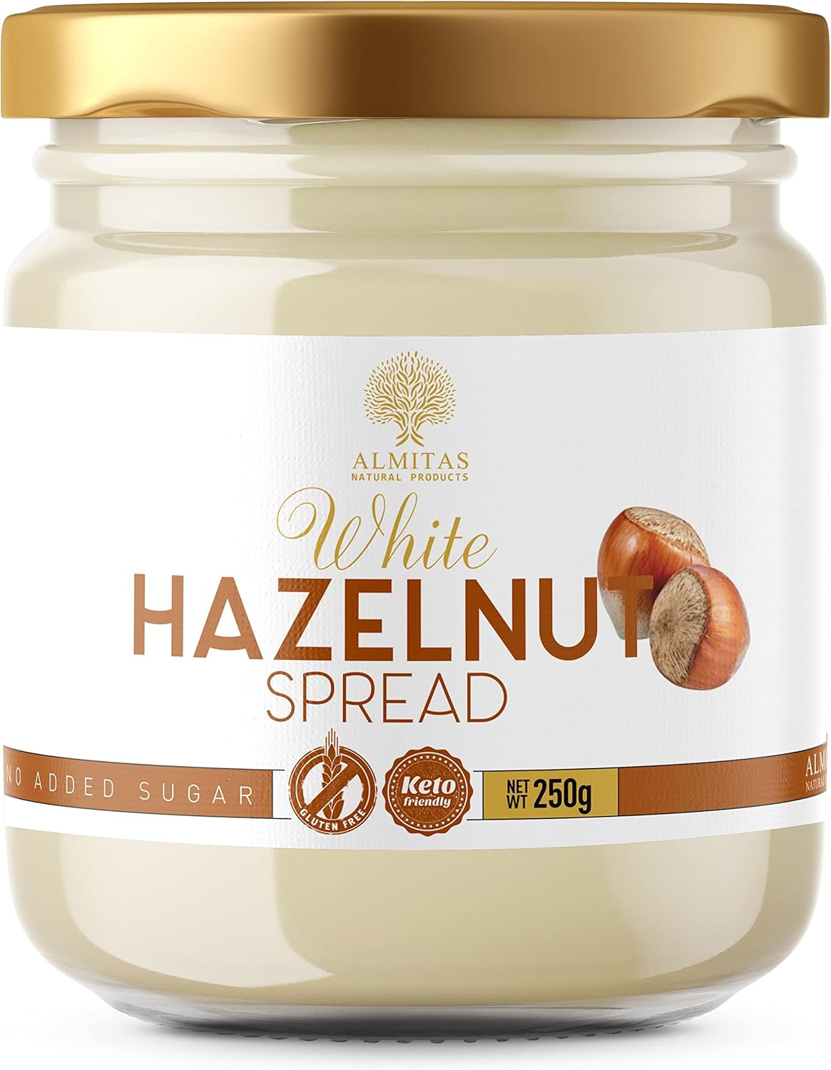 Keto Hazelnut & White Chocolate Spread (250g) with Coconut Oil, Stevia and Erythritol