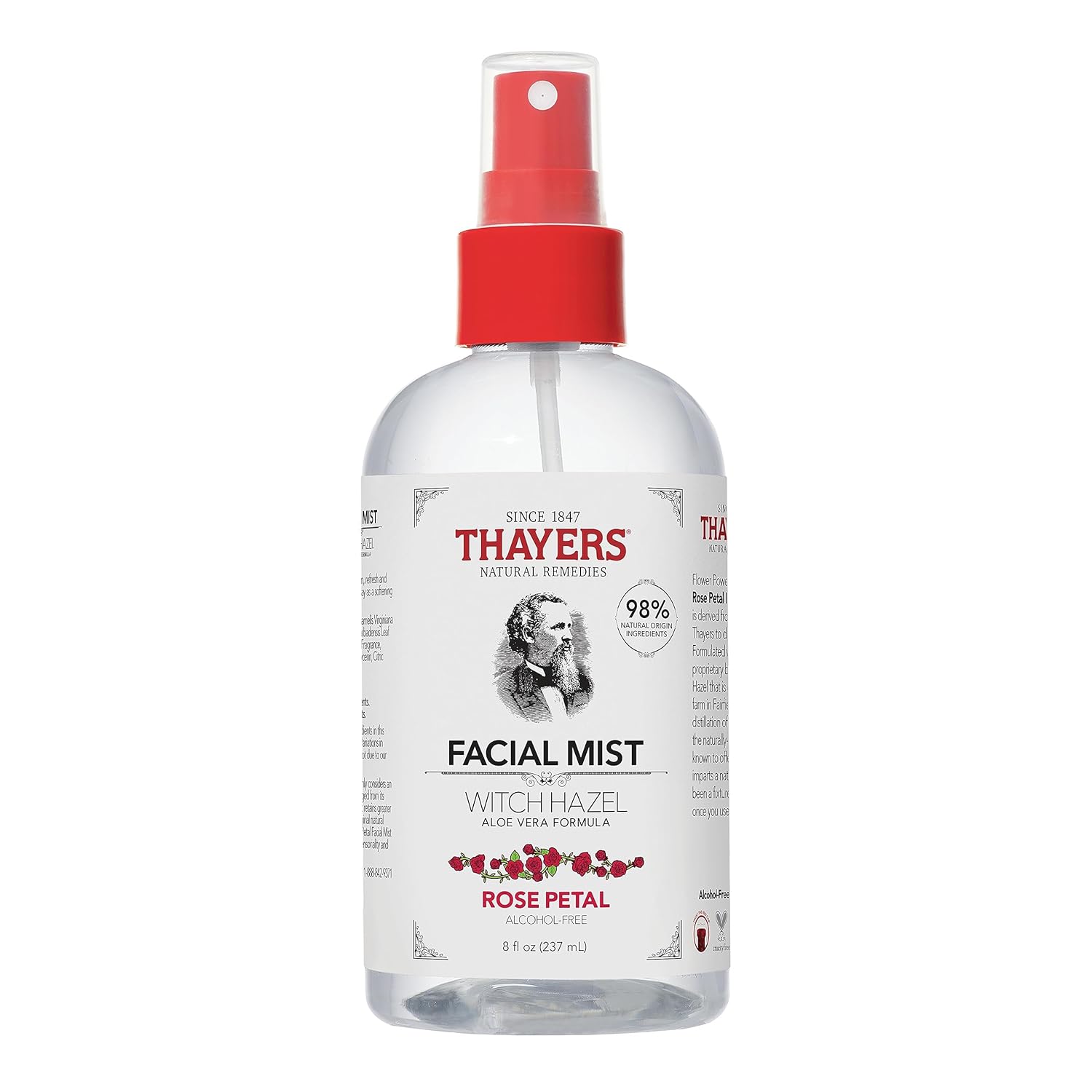 Thayers Alcohol-Free Witch Hazel Facial Mist Toner with Aloe Vera, Rose Petal, Soothing and Hydrating, For All Skin Types, 8 oz