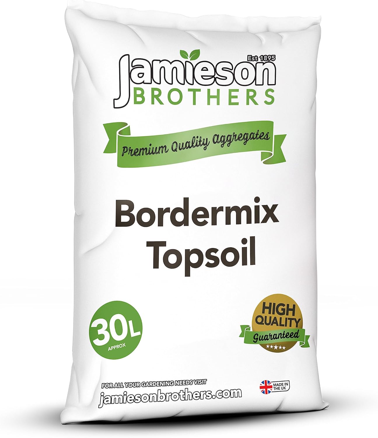 Bordermix Top Soil 30L Enriched with Horse & Chicken Manure (Mushroom Compost) - Can be used in Beds & Borders as a Conditioner or Mulch - By Jamieson Brothers