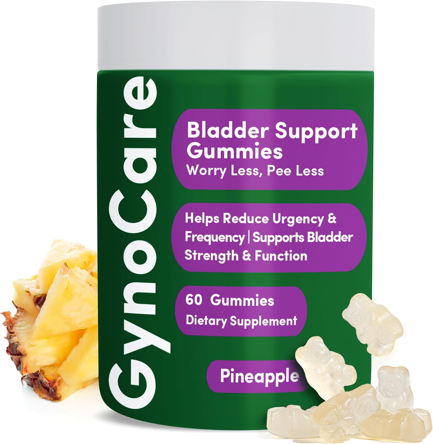 Bladder Control Supplements | Helps Reduce Urinary Urgency & Frequency | Supports Bladder Strength & Function | 60 Pineapple Flavored Gummies | Daily Urinary Tract Health Supplement