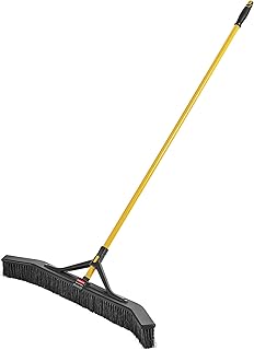Rubbermaid Commercial Products Maximizer 36" Push to Center Push Broom, Polypropylene Fill, Black, Angled Sides, Medium Bristles for Indoor/Outdoor Multi-Surface Use