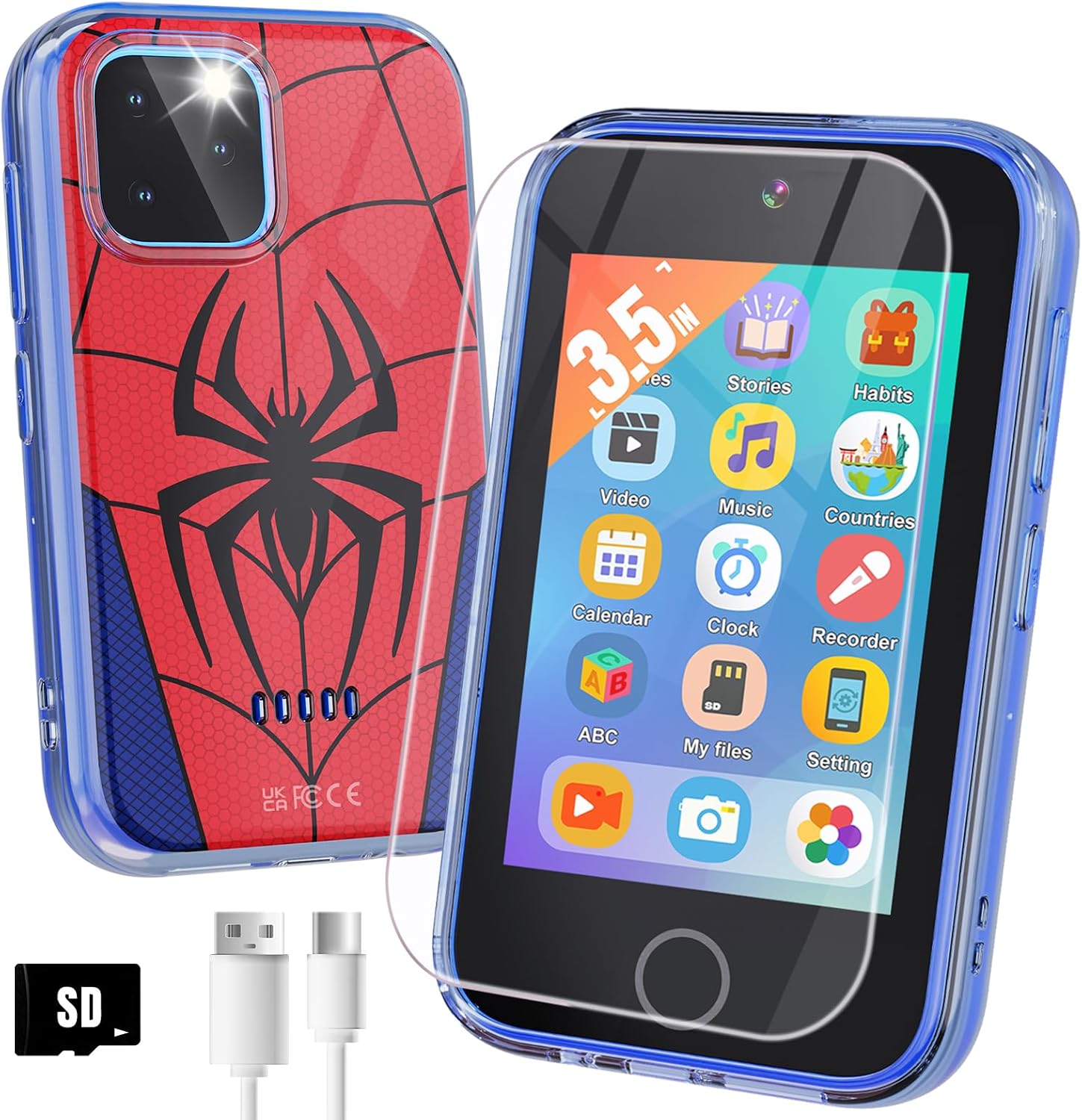 Byserten Kids Phone 3.5'' Touchscreen with Dual Camera & Learning Games