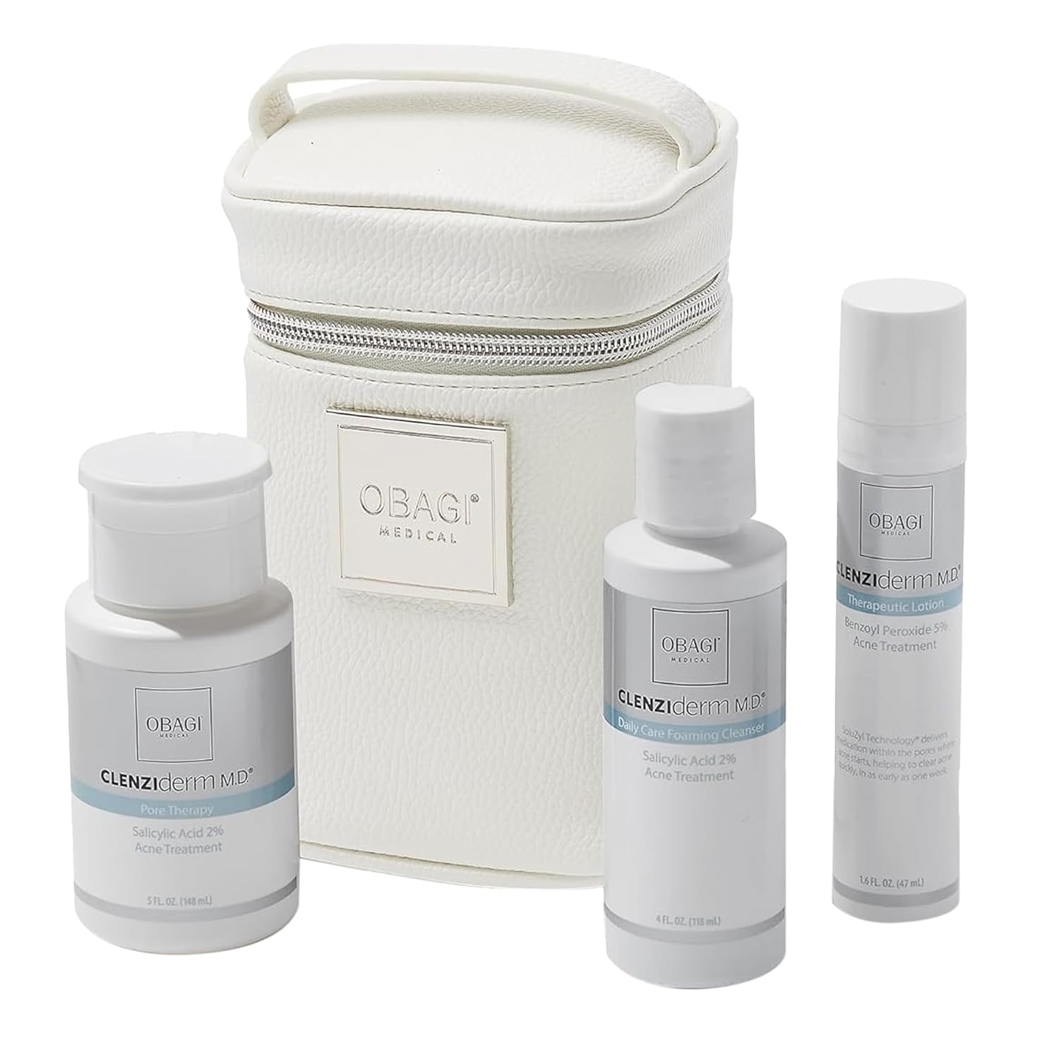 Obagi CLENZIderm M.D. Therapeutic System – 3 Step Acne Treatment System Includes 2% Salicylic Acid (BHA) Cleanser, 2% Salicylic Acid (BHA) Exfoliating Toner, 5% Benzoyl Peroxide (BPO) Acne Treatment