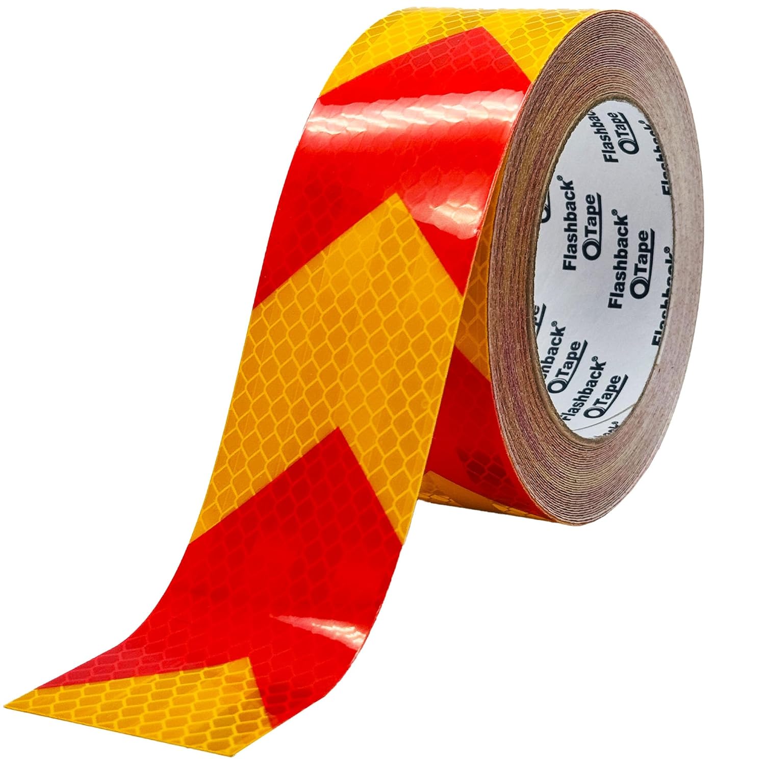 FlashBack Red & Yellow Arrow Chevron Prismatic Self-adhesive Reflective Tape Waterproof High Vis Outdoor (50mm x 10 Metres)