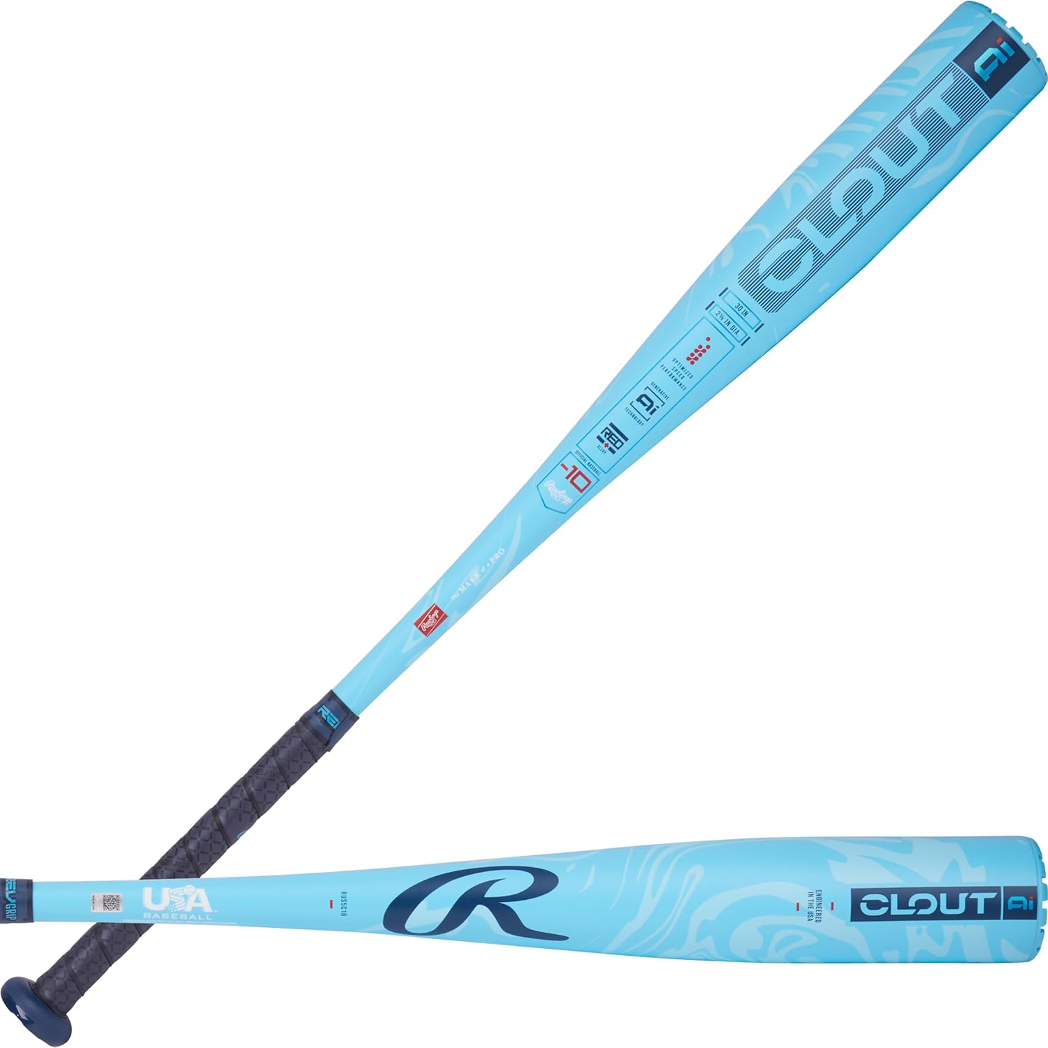 Rawlings | 2025 | Clout AI Baseball Bat | USA | -10 Drop | 2 5/8" Barrel | 1 Pc. Alloy