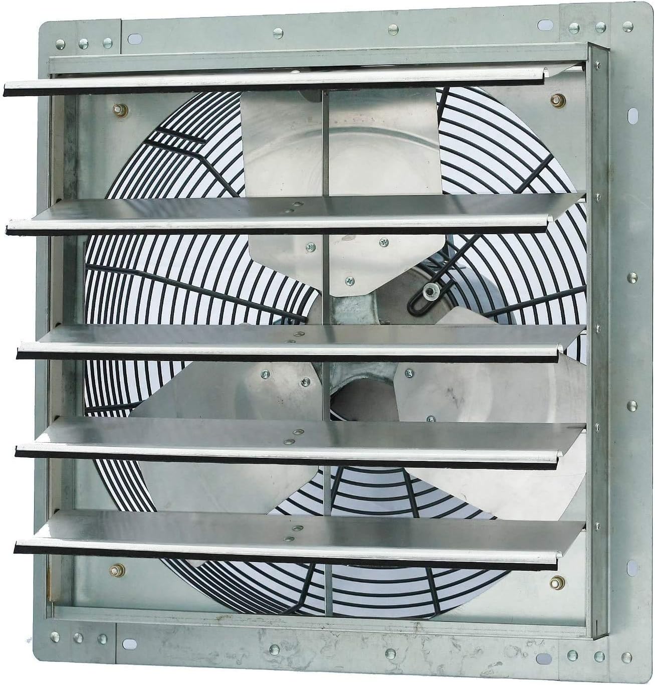 iLiving - 18" Wall Mounted Shutter Exhaust Fan - Automatic Shutter - Single Speed - Vent Fan For Home Attic, Shed, or Garage Ventilation, 3852 CFM, 5800 SQF Coverage Area, Silver (ILG8SF18S)