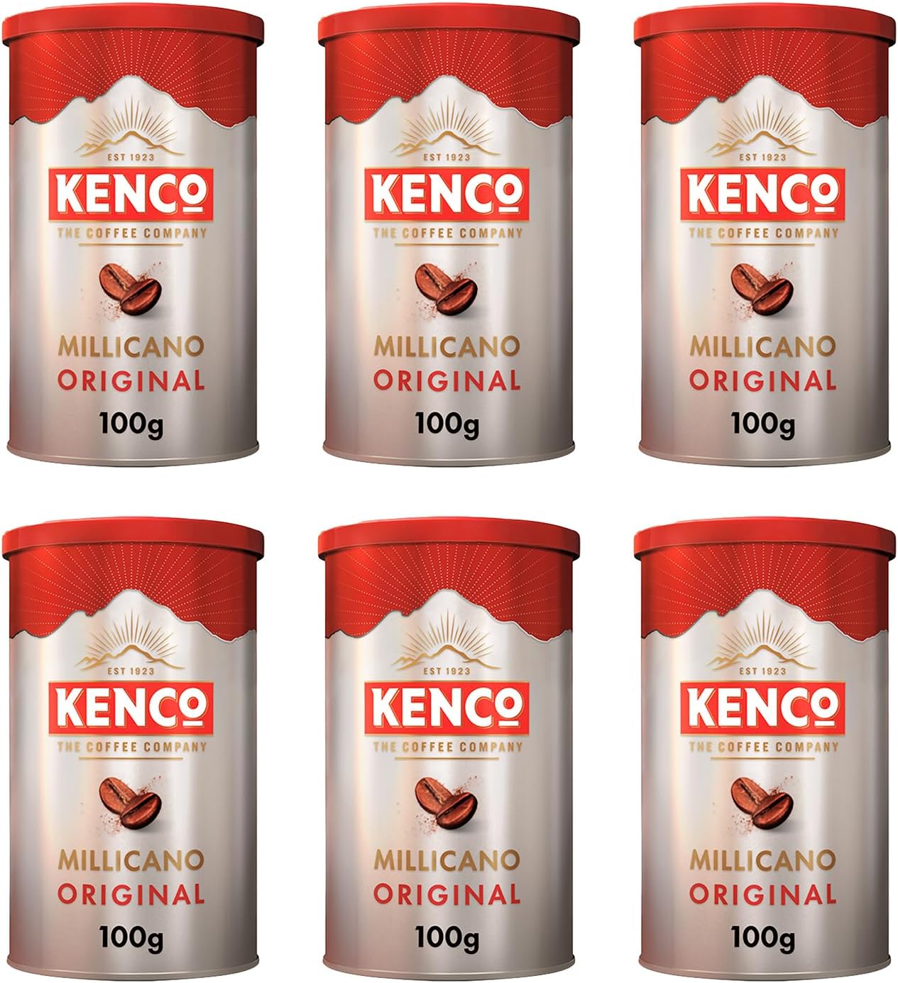 Kenco Millicano Original Instant Coffee 100g (Pack of 6 Tins, Total 600g)