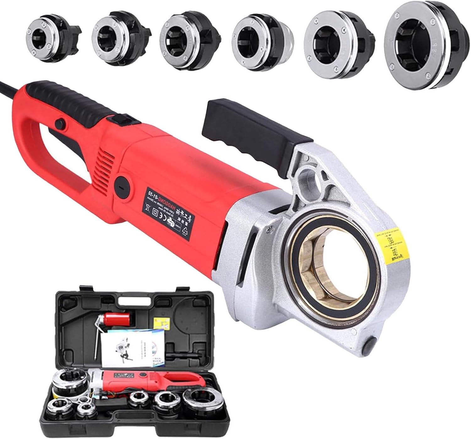 2300w Industrial-Strength Electric Pipe Threading Machine | Portable Plumbing Tool Kit with Dual Non-Slip Handles | Professional-Grade Thread Cutting for HVAC/Pipe/Construction