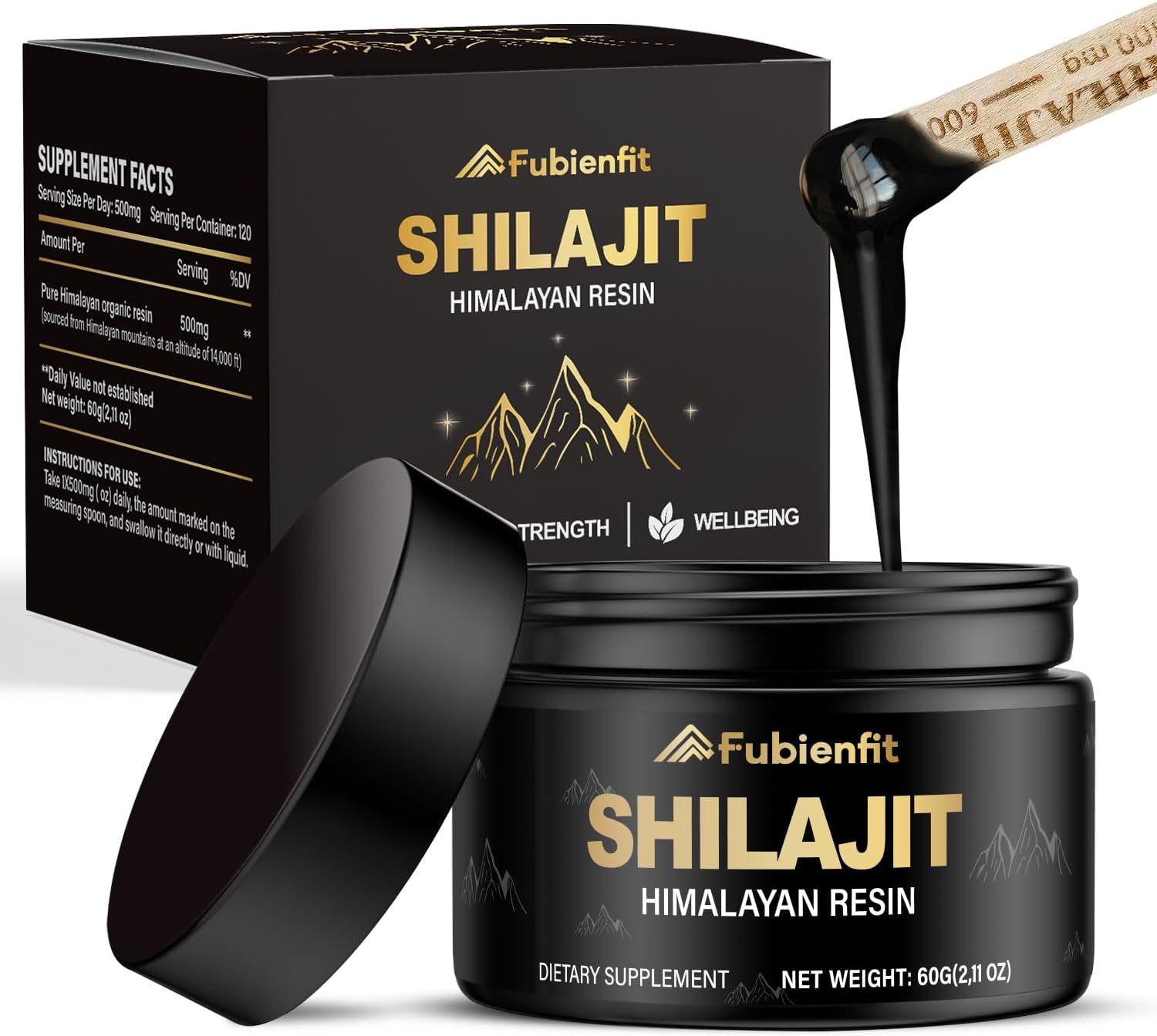 Pure Himalayan Shilajit Resin - Pure Shilajit for Men and Women, Organic ashwagandha Supplement with 85+ Minerals & Fulvic Acid, High Potency Energy Supplements & Immune Support,Gut Health,60 Grams
