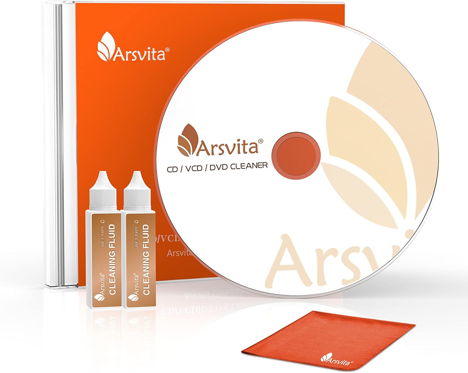 Arsvita Laser Lens Cleaner Disc Cleaning Set for CD/VCD/DVD Player, Safe and Effective, ARCD-03
