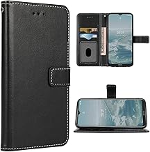 Compatible with Nokia X10 /X20 Wallet Case Wrist Strap Lanyard Leather Flip Card Holder Stand Cell Accessories Folio Purse Credit ID Slot Magnetic Phone Cover for Nokia X10 Women Men Black