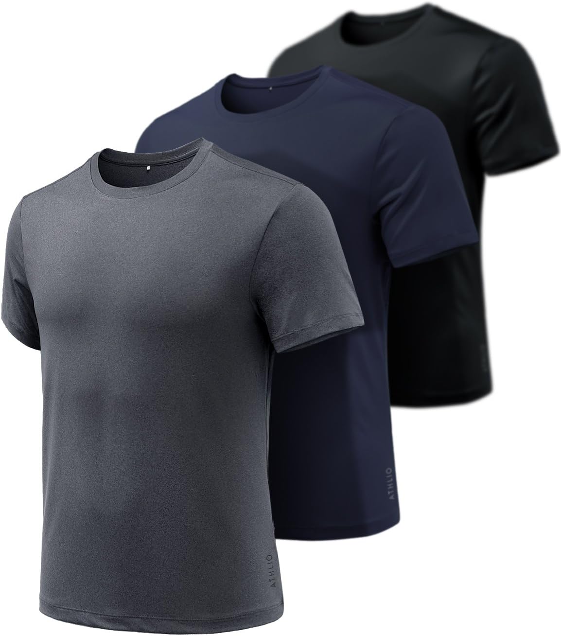 ATHLIO Men's Workout Running Shirts, Sun Protection Quick Dry Athletic Shirts, Short Sleeve Gym T-Shirts