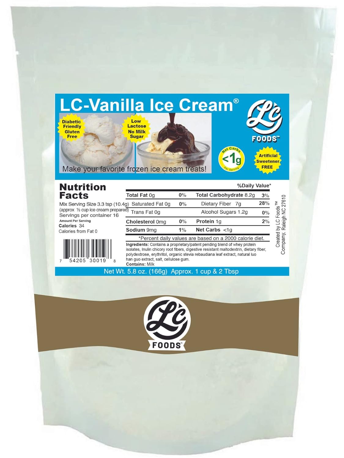 Low Carb Vanilla Ice Cream Mix for a Delicious Frozen Treat | Gluten-free | No Sugar Added | No Preservatives | No Artificial Flavors | Smooth & Amazing Tasting Ice Cream (5.8 Oz)