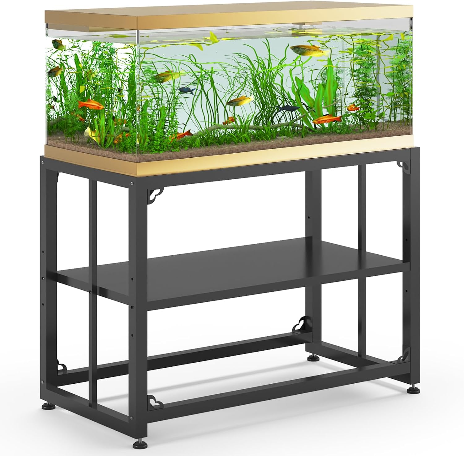 TOCRETOARE Fish Tank Stand 40 Gallon, Metal Aquarium Stand 36.5" L x 18.5" W*29.5”H, Double-Layer Storage Design, Suitable for Home and Office Use, 660LBS Capacity, Black (Tank not Included)