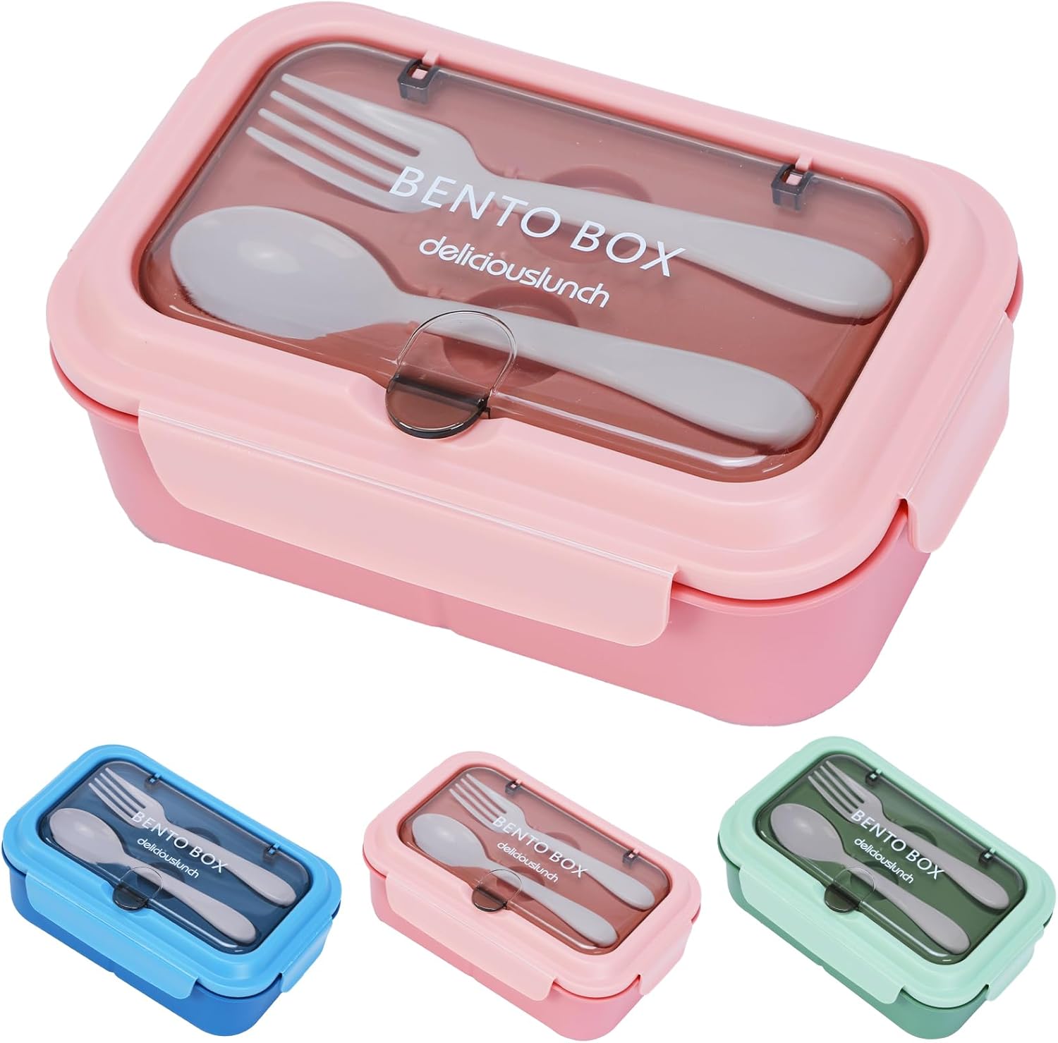 Lunch Box,1200ml Leakproof Bento Lunch Box,Food Container with 3 Compartments and Cutlery,BPA Free Containers Suitable for Adults and Kids (Pink)