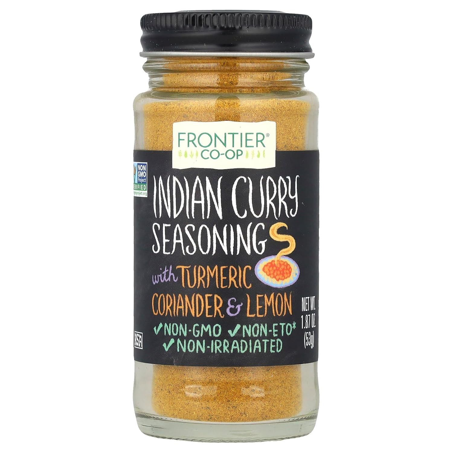 Frontier Co-op Indian Curry Seasoning, 1.87 Ounce Bottle, Complex Flavor with Turmeric, Coriander and Lemon