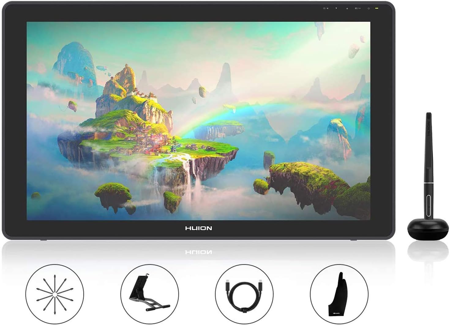 HUION KAMVAS 22 Plus Graphics Drawing Tablet with Full-laminated QD Screen 140% s RGB Android Support Ideal for Homeworking & Distance Learning Adjustable Stand - 21.5inch