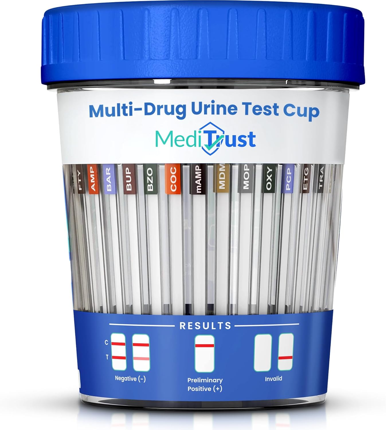 16 Panel Urine Drug Test Cup | 1-Pack | Accurate at-Home Screening for Marijuana(THC), Fentanyl(FTY), AMP, BAR, BUP, BZO, COC, mAMP, MDMA, MOP/OPI, MTD, OXY, PCP, ETG, TRA, K2