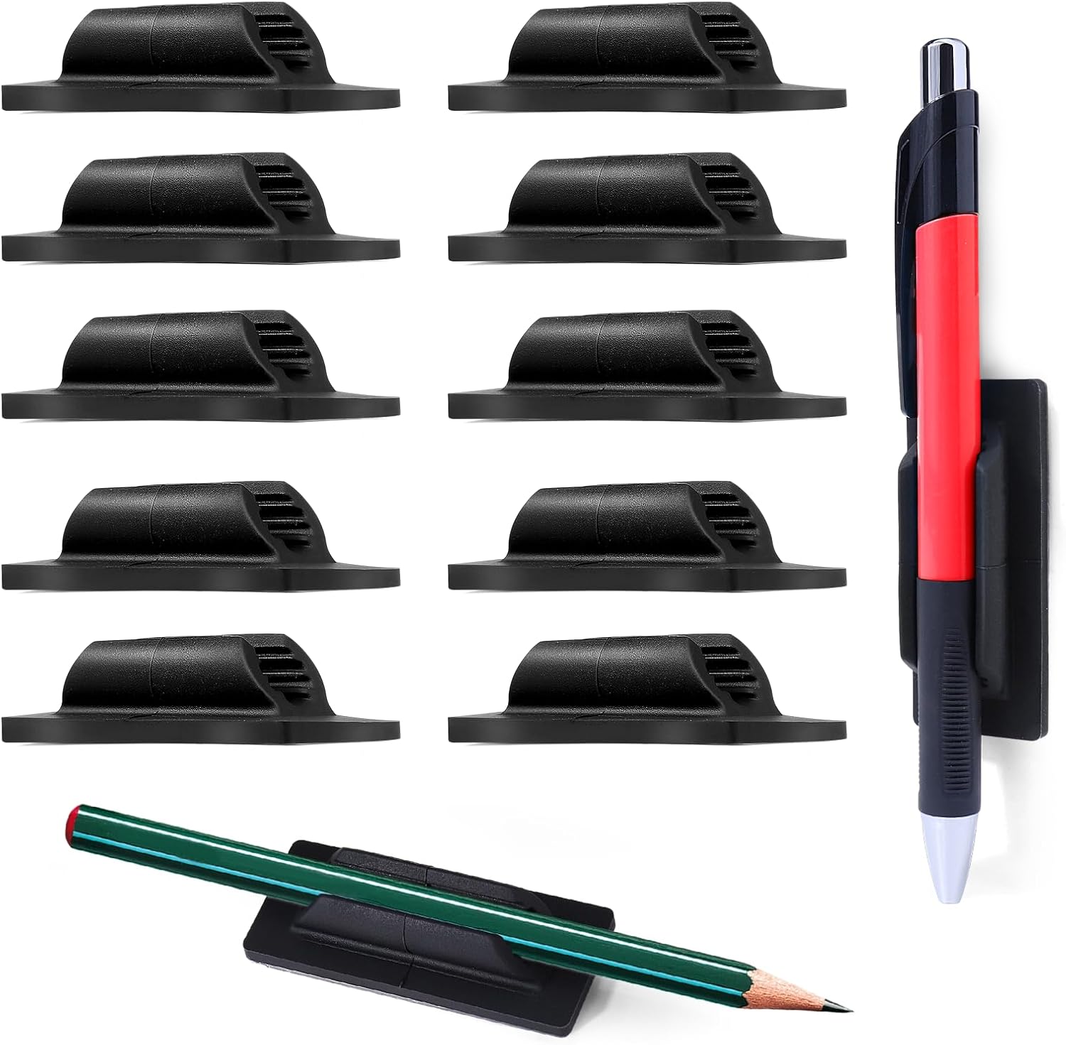 AIERSA Pencil Holder for Desk,10Pcs Pen Holders for Classroom Clipboard Attachment,Silicone Adhesive Pencil Holder for School Student Kids Desk Teacher Office Accessories
